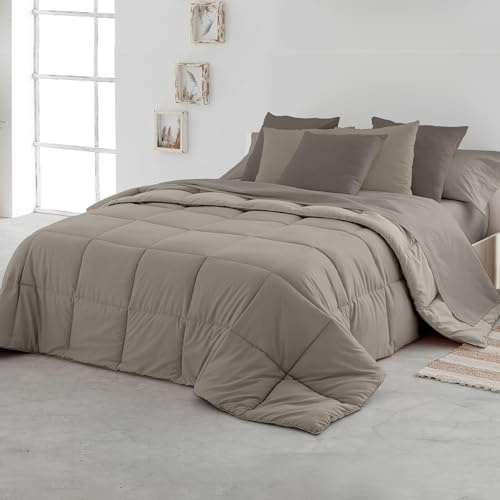 SOMNI HOME Edredon Nórdico Bicolor Cama 80/90 cm. Tacto Pluma. Duvet Microfibra Reversible Cálido Ligero. Cama Individual. Calidad 400 gr. Color Beige - Arena 180x260