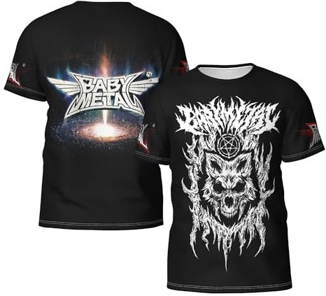 Babymetal Herren Rundhals T-Shirt Lässig Kurzarm Neuheit Schwarz Tshirts T Shirts Merch Tees Tops Für Männer Fans Geschenk Mens