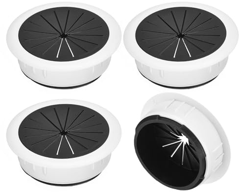 sourcing map 4Pcs Cable Hole Cover, 2-3/8 Inch (60mm) ABS Desk Cable Wire Cord Grommet Hole Cover for Office Computer Desk Wire Organizer, White