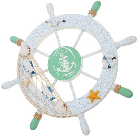 LIFKOME Gebrochenes Ruder Fisch Wandkunst Aus Holz Ozeandekorationen Kapitänsboot-partygeschenk Bootsruder Wandkunst Dekoratives Schiffssteuerrad Holzdekor Das Mittelmeer Holzrad Büro