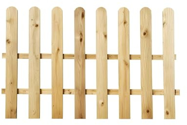 BEDS PLANET Picket Fence Panel | Natural Garden Wood Fence | Rounded Picket Pressure Treated Fence | Hand Built Length X Height (4FT (L) X 3FT (H), 11)