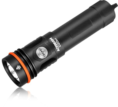 ACEBEAM D20 2200 High Lumens Dive Light Rechargeable, 200 Meters Underwater Depth Scuba Diving Flashlight, 500 Meters Beam Distance Diving Light, 3 Mode Scuba Dive Safety light for Diving, Searching