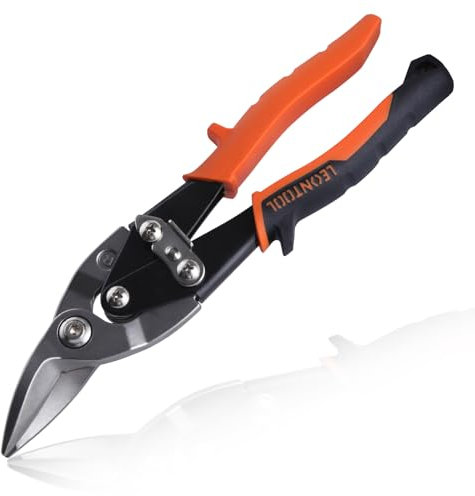 LEONTOOL Cisaille à étain de 25,4 cm pour couper des tôles métalliques - Cisaille aéronautique à coupe droite avec loquet de sécurité et poignée antidérapante - Ciseaux en métal robustes - Outil de