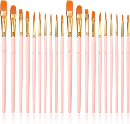 Aniyoo 20 Pcs Paint Brushes, Face Paint Brushes for Watercolor | Small Paint Brushes Set for Acrylic and Oil Painting Suitable for Decorations, Models, Figurines, Nail Art