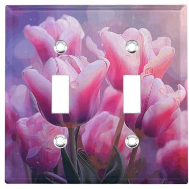 Bellissimo fiore 2-gang doppio interruttore copertura decorativa interruttore della luce piastra elettrica per camera da letto cucina decorazione casa 11,4 x 11,7 cm