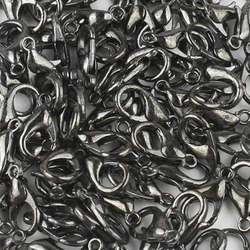 50 Stück DIY Karabinerhaken Endverbinder Kettenverschluss für Schmuckherstellung DIY Halskette Armband Zubehör-Gun Black-10x6mm