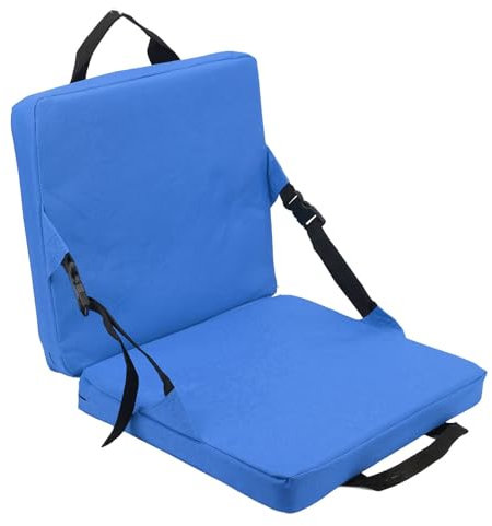 equlup Faltbares Kissen für den Außenbereich, Faltbarer Strandstuhl aus weichem Schwamm, tragbarer Outdoor-Stuhl mit Rückenlehne, klappbarer, gepolsterter Bodenstuhl für Stadionstrand (Blau)