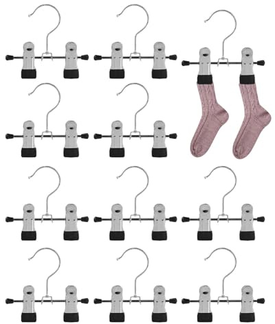 10 Stück Schwarz Klammerhaken Metall - Multifunktionaler Kleiderbügel für Stücheraus,Hosen,Schuhe Stiefel Kleiderbügel Clips Rutschfester Kleiderbügel Haken Stiefel Klemmhaken für handtücher