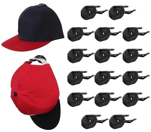 Rixotix 16 Stück Cap Halterung Wand, Huthalter Selbstklebende Kappenhalter für Wandmontage, Platzsparender Cap Organizer, Ideal für Basecaps Hüte Mützen und Zubehör