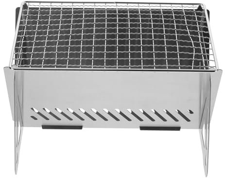 Generisch Zusammenklappbarer Grill Toaster Im Freien Camping Holzkohlegrill Grillbürste Elektrogrill Kochen Holzkohle-tischgrill Herd Grillrost Tragbare Holzkohle Rostfreier Stahl Silver
