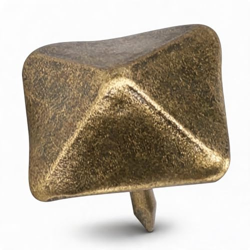 50 Tachuelas de Cabeza Cuadrada, Clavos de Puerta de Tapicería, Accesorios Decorativos de Hierro de Bronce Cian Retro para Artesanía en Cuero, (Longitud Lateral 19 mm*Longitud