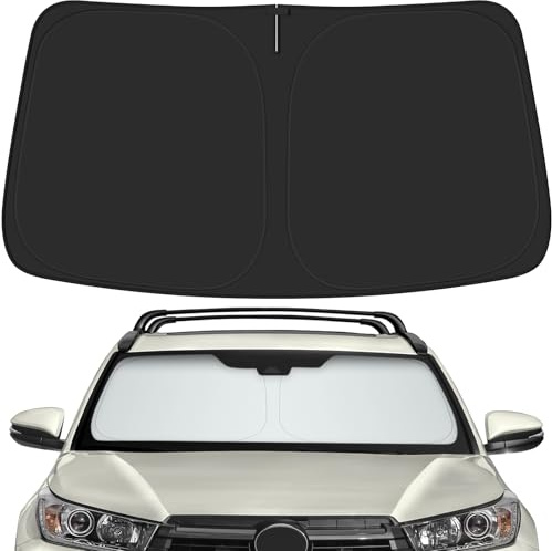PeakPurit Car Windshield Sun Shade for Toyota 2014-2019 Highlander Accessories (OEM Design) Reflective Foldable Heat Insulation Sunshade for Ultimate Protection