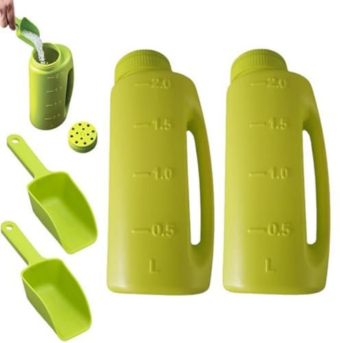 [2 Set] Handstreuer, 2L Eisschmelzstreuer mit Schaufel, Schneesalzstreuer, Salzspender für Schnee, Eisschmelzsalzstreuer, Handstreuer für Rasensamen, Salz, Eisschmelze