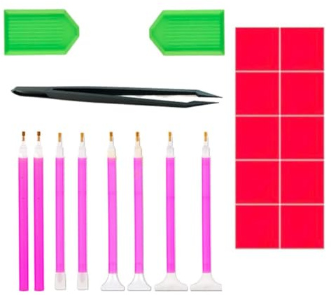 TSUOUKL 21 Pezzi Diamond Painting Accessori Kit Diamond Painting 5D DIY Diamante Pittura Punto Croce Strumento Kit Punta Trapano Strumenti di Pittura Diamantata per Pittura Diamante