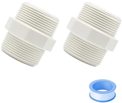 HayEastdor 2PCS 1-1/2 PVC Pipe Fittings Nipple G1-1/2 X G1-1/2 Male to Male Thread Coupling Adapter Connector HE023-1-1/2