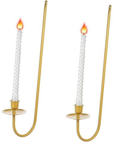 MAGICLULU 2stücke Metall Wandkerzenhalter Goldfarbig Wandmontage Kerzenhalter Mit Erhöhtem Rand Für Stabile Kerzen Einfache Befestigung Dekorativer Kerzenständer Für Wohnzimmer Esszimmer Und