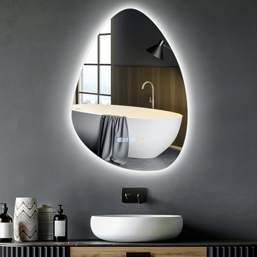 Litglobe Specchio Bagno con Luce 50x70cm,Specchio Bagno LED con Antiappannamento,Specchi𝗼 da Bagn𝗼 con Interruttore Touch,3000K-6500K Dimmerabile