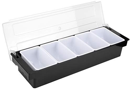 Dispensador de condimentos de plástico con 4 compartimentos para bar buffet y pizza, bandeja de aderezo de ensalada, taco y cóctel, para estación de aperitivos