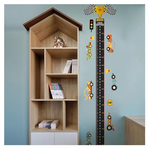 Codulu Car Construction Vehicle Height Chart Wall Stickers-B | Wall Decals Watercolor Wall Decor for Girls Boys Kids Bedroom Living Room Kindergarten Background