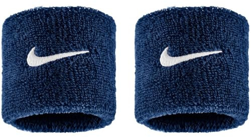 Nike Swoosh Classic Wristbands 2er Pack Schweißbänder Tennis Fitness Running Handgelenkbänder Sport, College Navy/White, One Size