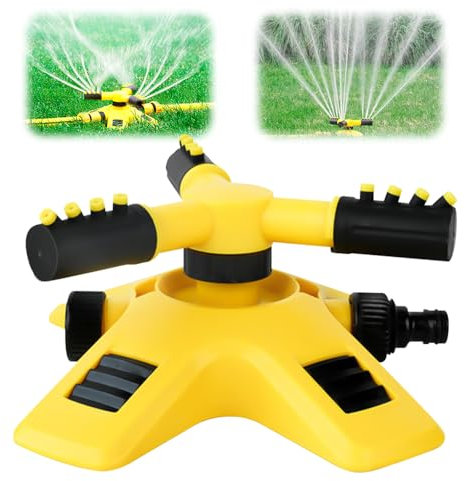 Automatique 360 Rotatif Arroseur Pelouse, Arroseur Jardin, 3 Bras Arrosage Potager ABS Système d'Irrigation pour Pelouse Jardin Plantes Champ de Légumes Enfants Jouant (1pcs)