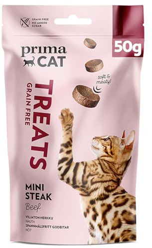PrimaCat - Getreidefreie Softy Mini Katzenleckerlis, Geschmacksrichtung Rindsteak, 50g