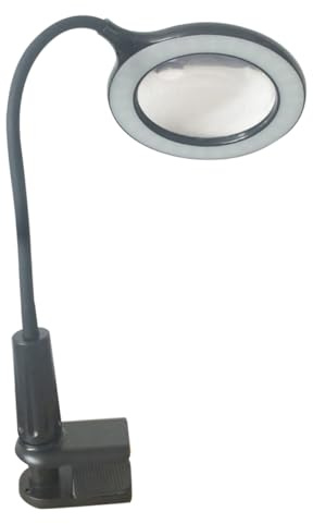 SEWACC Led Magnifying Glass Desk Lamp Study Lamp Clip Gooseneck Grey Table Light for Reading