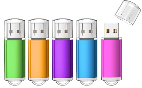 JOIOT Lot de 5 Clés USB 2.0 64Go Imperméable - Clef USB Flash Drive pour PC, Ordinateur Portable, Stockage de Données - Lot de 5 Clés USB 64Go
