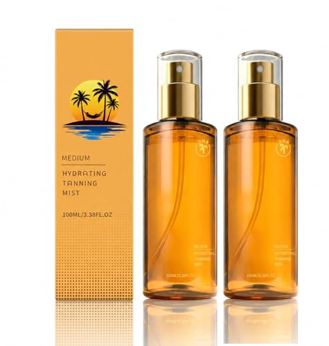 Self Tanning Body Mist, Quick Dry Natural Bronzer Spray for Body, Streak-Free Fast-Acting Sunless Tanner, Hydrating Lightweight Formula with Gradual Buildable Colour (2pc)