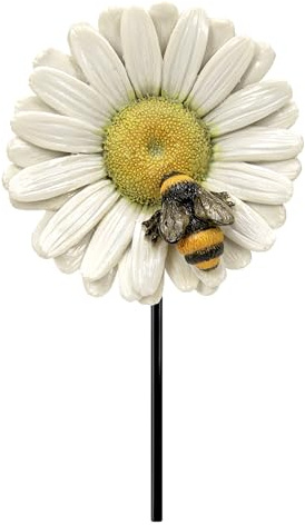 Vivid Arts White Daisy with Bee Plant Pal – Mini Plant Pot Decoration | Indoor & Outdoor Garden Décor