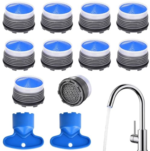 Touosy 10 Stück 18.5mm Wasserhahn Sieb Inklusive 2 Schraubenschlüssel Strahlregler Schützt vor Spritzwasser Einfache Montage Perlatoren für Wasserhähne für Bad Küche Garten Wohnung Hotel