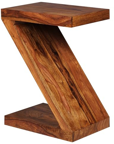 FineBuy Beistelltisch Z Cube 44x30x59 cm Sheesham Massivholz Braun