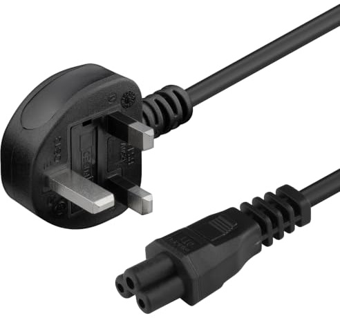 PremiumCord Netzkabel 230V 2m, Stromkabel mit UK Stecker auf Kaltgerätebuchse C5, IEC 320, PC Netzkabel 3 Polig, Farbe schwarz