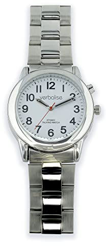 Verbalise Mens Radio Controlled Talking Watch, Silver Case, Clasp Z Bracelet 8 Daily Alarms