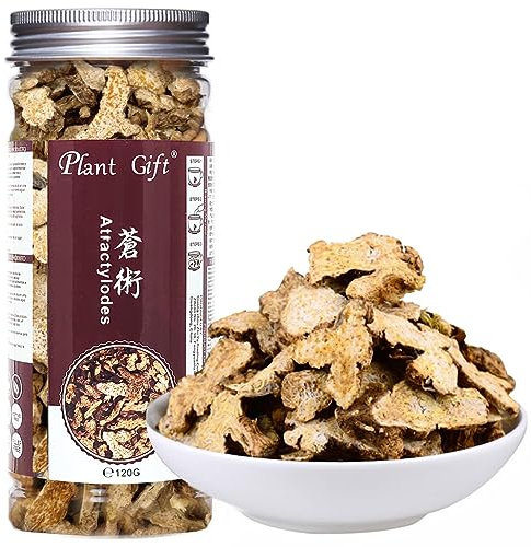 Plant Gift 100% Pure Cang Zhu Atractylodes Tea, 苍术 Pure Cang Zhu Atractylodes Tè, erbe sfuse secche medicinali tradizionali, erbe cinesi, atractilo decropephala 120g / 4.23oz