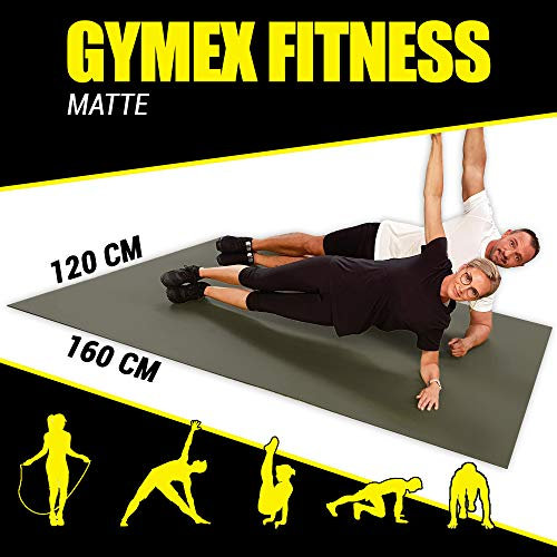 GYMEX Fitness-Matte XXL, extra groß, rollbar, für Yoga, Sport & Fitness 160x120cm Grün