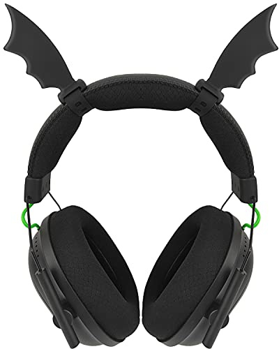 RUKUHOT Halloween Bat Wings Headphone Attachment, Devil Horns Headband Headset Decor, Cosplay Props Bat Wing for Halloween Christmas Party Dress Up Accessories, Black