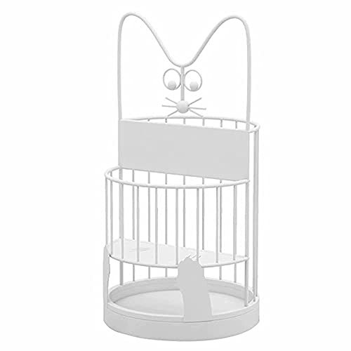 GAXQFEI Umbrella Stand Cat Profile Metal Home Umbrella Rack, 2 Tier Hollow Out Umbrella Stand with Short Umbrella Area, Umbrella Holder for Front Door, Entrance, Porch,White,25 * 50Cm