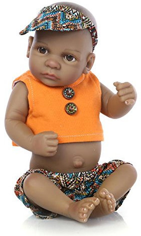 SHHYD Reborn Babypuppen Mini 10 26cm Ganzkörper-Silikon Vinyl Echt aussehende Reborn Babypuppen Lebensechter indianischer Stil schwarzer Haut Neugeborene Puppe Weihnachtsgeburtstagsgeschenk,Junge