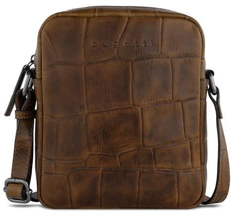 bugatti Nevio kleine Schultertasche Kroko-Optik aus echtem Leder, Umhängetasche