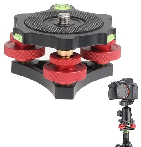 Fotga 33lb Load Camera Tripod Lever Stand Leveling Base Tri Wheel Head -/+ 5 Degree Angle Adjustment with 3/8-16 Thread Mount for DSLR Camera Tripod Head Panoramic Head Rail Slider Macro Photography