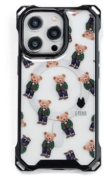 ETUUI Clear Case Teddy Motiv Hülle mit Ösen iPhone 15 | hochwertige Schutzhülle, Rundumschutz Handyhülle