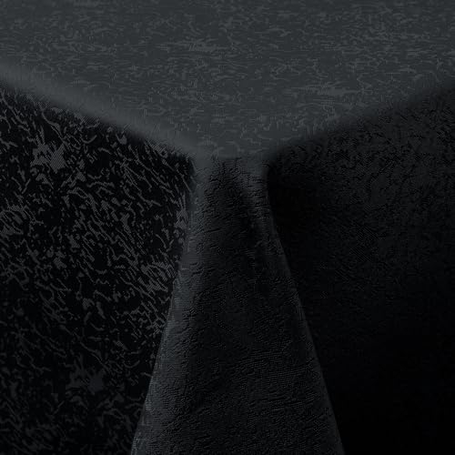 Spotjoy Tischdecke Abwaschbar Rechteckig 100x140cm Polyester Tischwäsche Jacquard Garten Tafeldecke Ornamente Pflegeleicht - Schwarz
