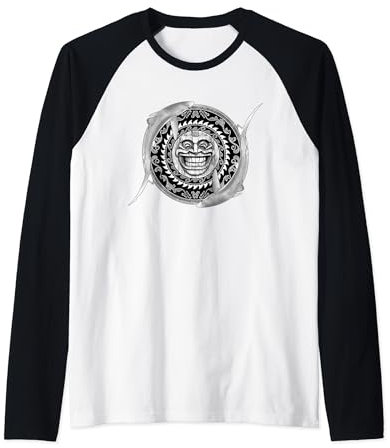 Blauhai Hawaiianisches Tiki Raglan