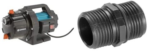Gardena Gartenpumpe 3700/4 Basic: Bewässerungspumpe mit 3700 l/h Fördermenge & 01745-20 Adaptador, Standard, 20 x 20 x 30 cm