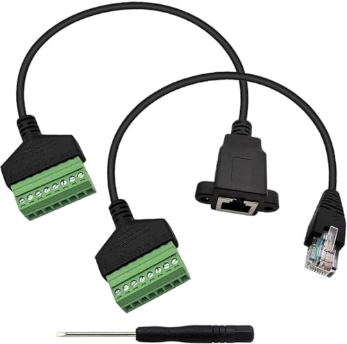 Xiatiaosann RJ45-Stecker auf 8-poligen Schraubklemmenadapter LAN für Cat7 Cat6 Cat5 Cat5e Ethernet Extender RJ45-Buchse auf 8-poliges Anschlusskabel T568B für Digital Internet Netzwerk Ethernet-Port