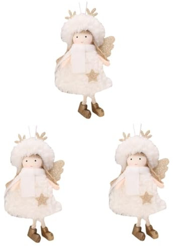 IMIKEYA 3St Weihnachtsengel Mädchen Christbaum anhänger christbaumanhänger feenhafte Dekorationen weihnachtsanhänger Weihnachtsdekorationen -Kinderzimmer- Eisen Weiß
