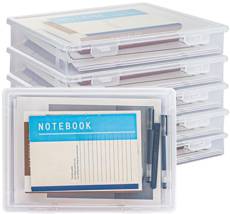 LDXDRU 6 Pack A4 Storage Box, A4 File Box with Lid, Clear Plastic