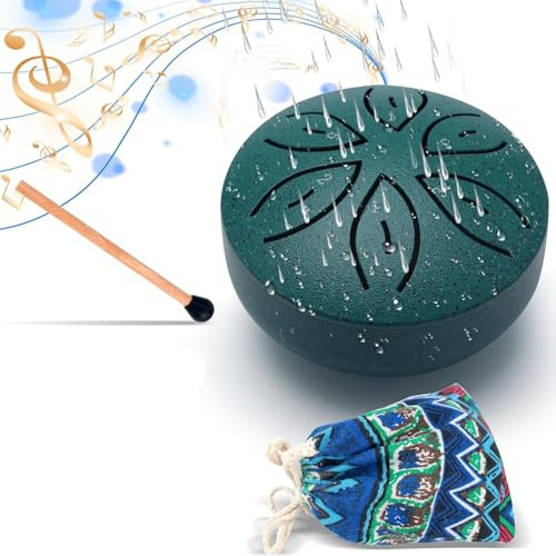 Regentrommel Garten, 3 Zoll 6 Noten/6 Zoll 8 Noten Stahlzungentrommel Regenspiel, Wasserdichtes Musik-Regentrommel-Instrument Für Den Außenbereich, Für Musikalisches Geistheilungs-Yoga