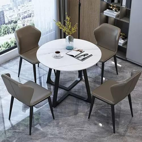 Snaweo Empfangstisch und Stuhlkombination, Büro-Konferenz-Empfangstisch, Tisch-Stuhl-Kombination für Den Empfang, Küchentisch und Stühle Set, Esstisch Set 1 Tisch 4 Stühle(Gray)